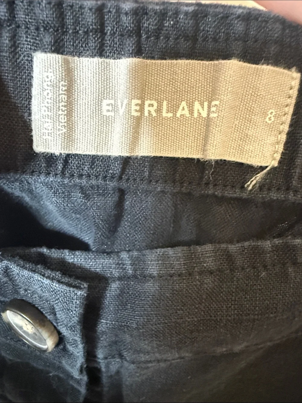 Everlane Black Linen Picnic Button Front Wide Leg Jumpsuit
